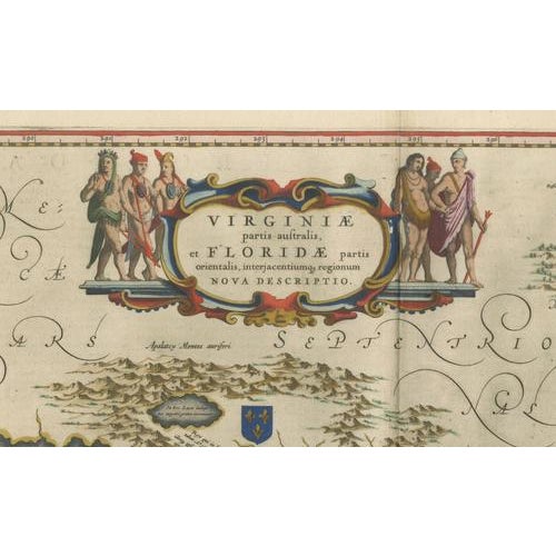 Virginia and Florida Map from Blaeu, 1642 For Sale - Image 4 of 13