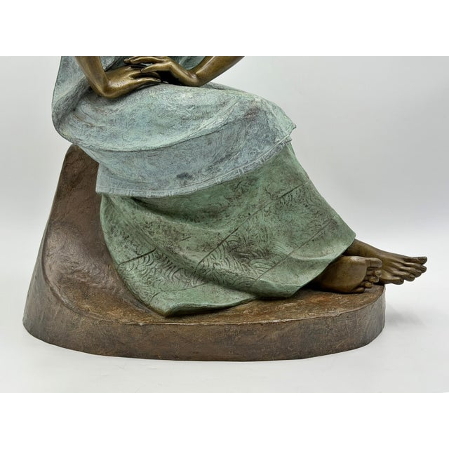 Víctor Gutiérrez Monumental Mexican Bronze Seated Woman Sculpture, 1989 For Sale - Image 15 of 18