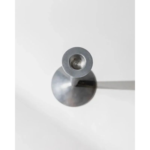 Vintage Space Age Candleholders in Stainless Steel, Italy, 1970s, Set of 2 For Sale - Image 10 of 11