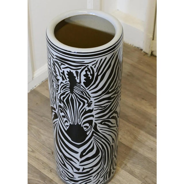 Large Zebra Floor Vase, 1970s For Sale - Image 3 of 7