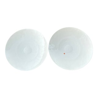 1950s Shallow Cream Colored Murano Bowls 14" -a Pair For Sale