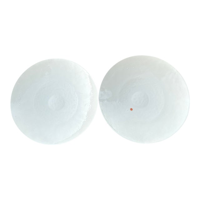 1950s Shallow Cream Colored Murano Bowls 14" -a Pair For Sale