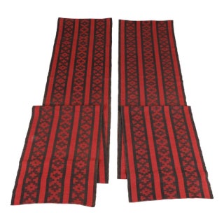 Mid-Century Swedish Runner in Red & Black Geometric Pattern For Sale