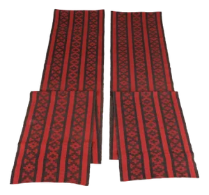 Mid-Century Swedish Runner in Red & Black Geometric Pattern