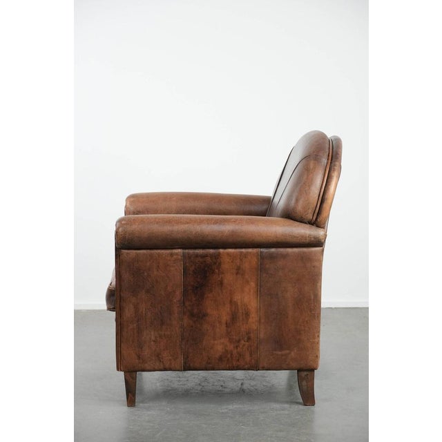 1990s Vintage Sheepskin Club Armchair For Sale - Image 5 of 18