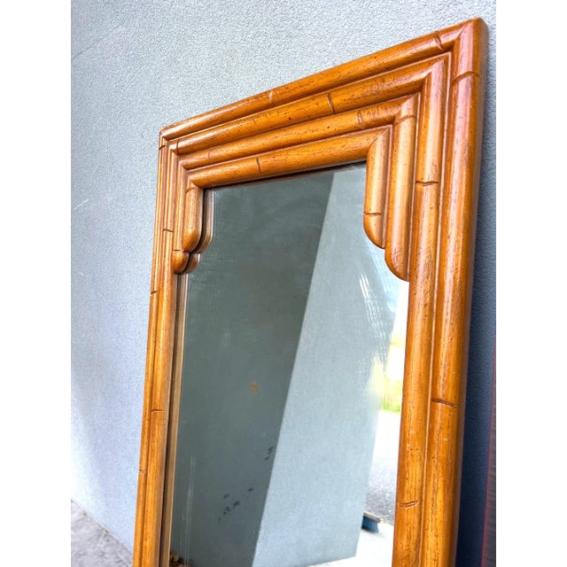 1970s Vintage Faux Bamboo Mirror in Natural Color For Sale - Image 4 of 6