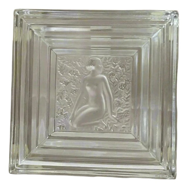 René Lalique Crystal ‘Duncan’ Square Trinket Box For Sale