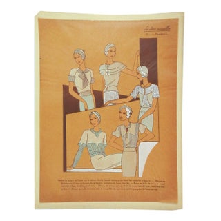 Circa 1930's French Fashion Pochoir Print For Sale