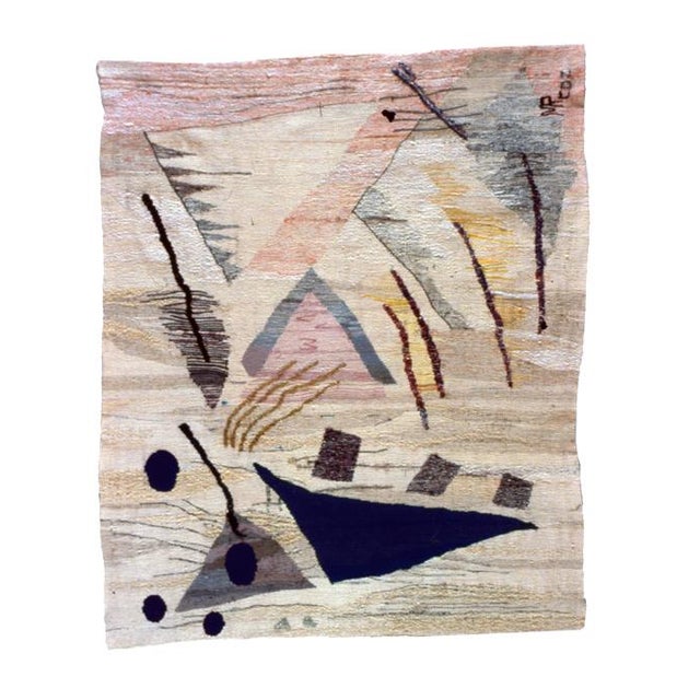 "Triangle VI", a hand woven tapestry, was woven by Myra Reichel is a 4' x 5x 1/8" hand woven contemporary tapestry from a...