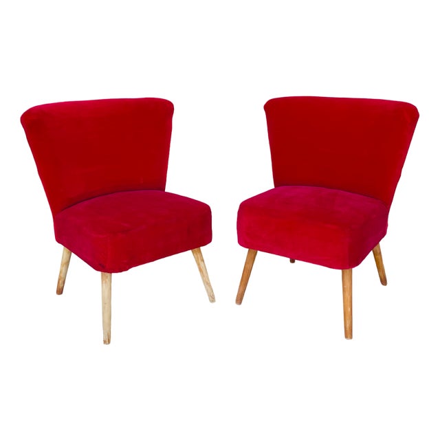 Set of Vintage Red Armchairs, 1960s For Sale