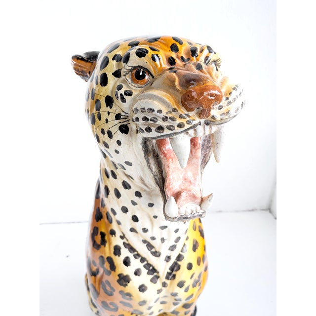 Vintage ceramic leopard statue from the 1970's.