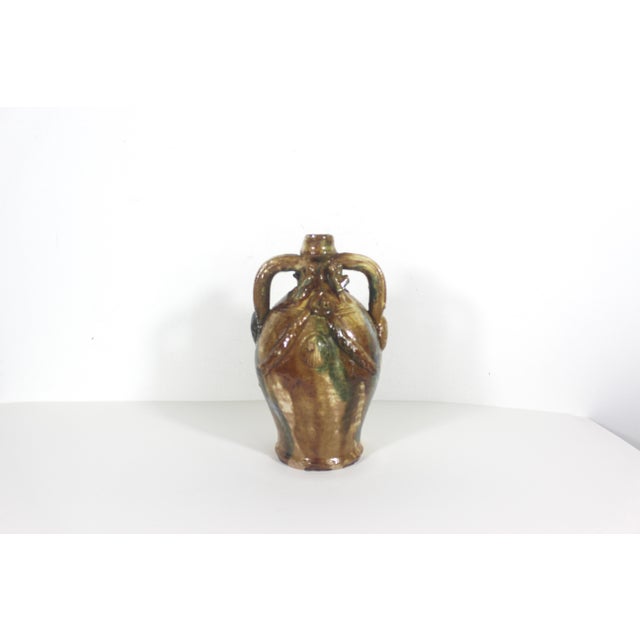 Antique Mediterranean Sea Life Clay Pottery Vase With Handles Shells Folk Art For Sale - Image 4 of 12