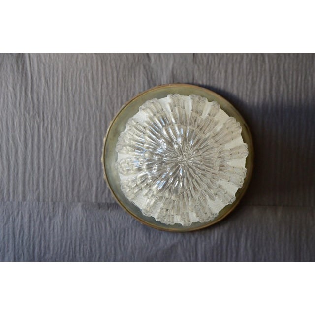 Metal Art Deco Molded Glass and Brass Ceiling Lights, 1930s, Set of 4 For Sale - Image 7 of 18