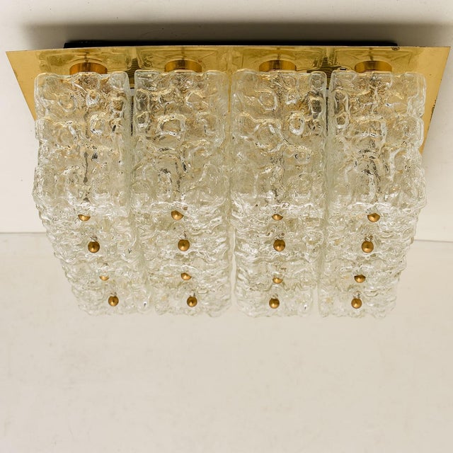 Large Thick Textured Glass Ceiling Flushmount from Kaiser, 1960s For Sale - Image 3 of 18