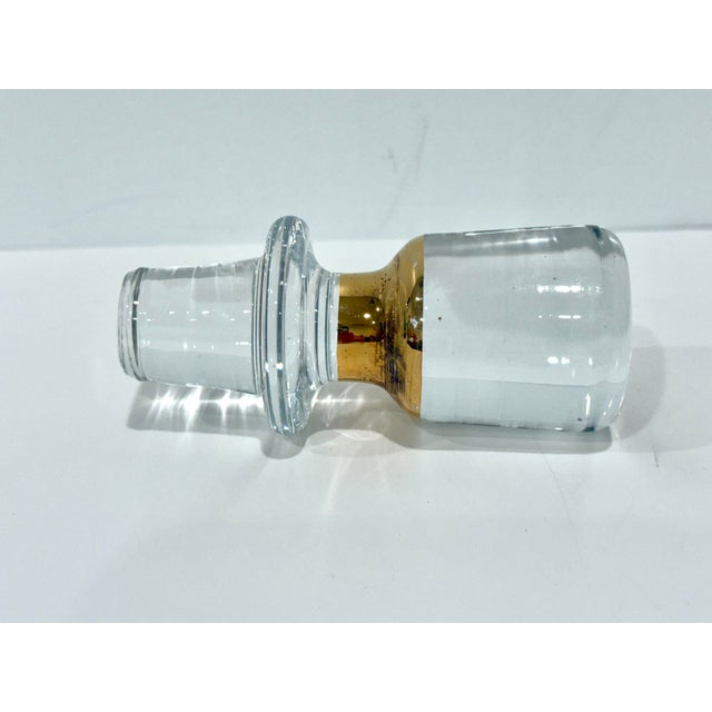 1960s Italian Decanter Glass W/ Stopper & Sticker Gold Trim Etched Floral Pattern For Sale In Los Angeles - Image 6 of 10