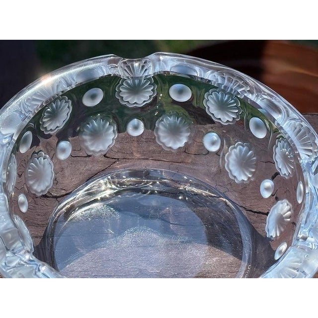 Lalique Lalique Crystal Art Glass Vintage Cigar Ashtray, Tokyo Pattern Frosted Florals & Roundels For Sale - Image 4 of 7