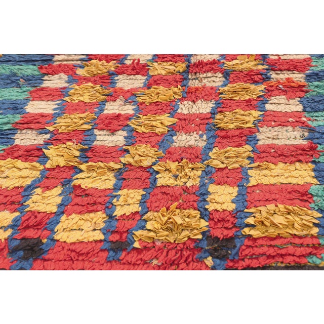 Late 20th Century Vintage Azilal Boucherouite Moroccan Rug, 04'06 X 05'06 For Sale - Image 5 of 10