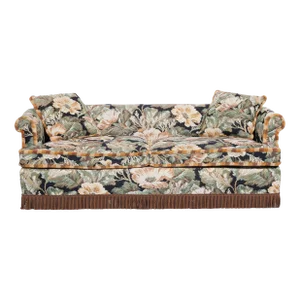 Custom Floral Tapestry Sofa With Bullion Fringe