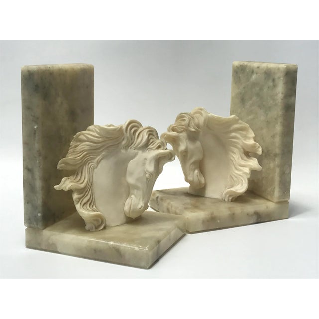 Alabaster Vintage Equestrian Hand-Carved Alabaster Bookends- a Pair For Sale - Image 8 of 8