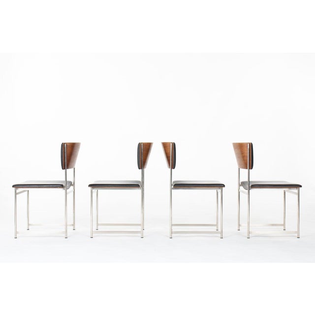 Set of 4 chairs designed by Cees Brakman for USM Pastoe ( labbel under the seat) Model SM08 Structure in nickel-plated...
