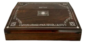 Antique Victorian Inlaid Writing Box in Rosewood, 1850