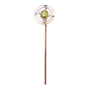 Vintage Antique Edwardian Green Tourmaline & 10 Karat Gold Stickpin