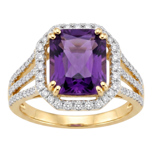 Natural Amethyst 2.65cts & Diamond 0.55cts Ring in 14k Gold