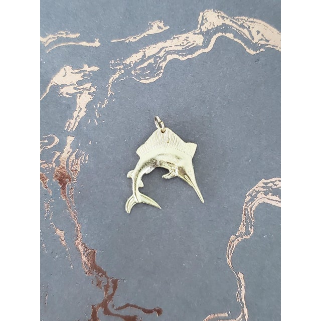 Contemporary Swordfish with Diamond Cuts Charm/Pendant 14k Yellow Gold For Sale - Image 3 of 4