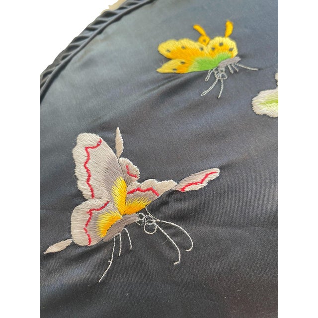 2020s Custom Embroidered Butterfly Garden Pillow For Sale - Image 5 of 5