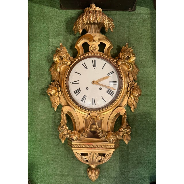 Gold Large Swedish Gustavian Cartel Wall Clock For Sale - Image 8 of 10