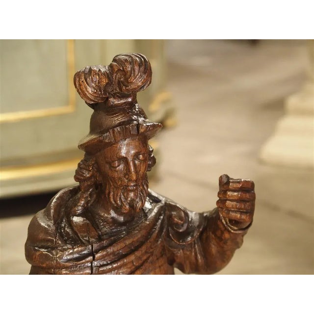 17th Century 17th Century Oak Statue of Saint Florian, Patron Saint of Firefighters For Sale - Image 5 of 11