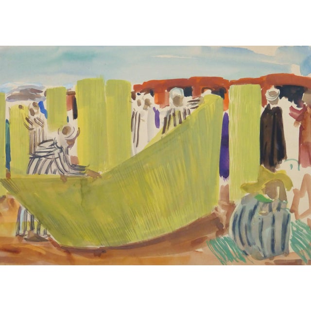 1950s Stéphane Magnard, Vintage Watercolor Landscape - Trader's Market For Sale - Image 5 of 5