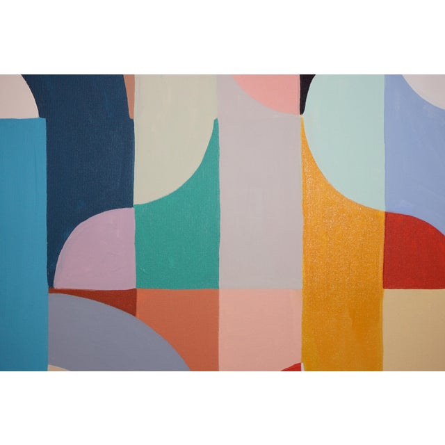 2026, Vivid Art Deco Slides, Colorful Bauhaus Grid Patterns, Original Painting on Canvas by Natalia Roman For Sale In Miami - Image 6 of 8