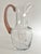 Orrefors Sweden vintage glass pitcher with pink handle. Designed for enjoyment and excellent for daily use. Circa 1970s....