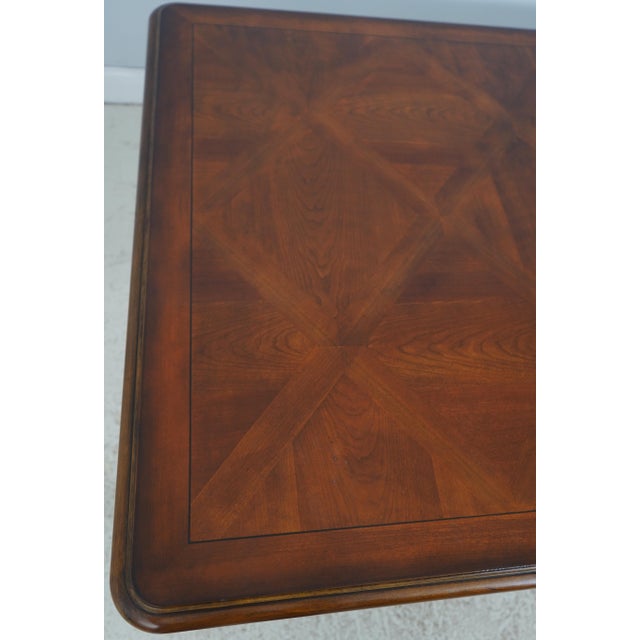 Wood Drexel Heritage French Provincial Parquetry Inlaid Dining Table For Sale - Image 7 of 18
