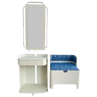 White Wooden Wardrobe Set attributed to Carlo de Carli for Fiam, 1970s, Set of 3 For Sale