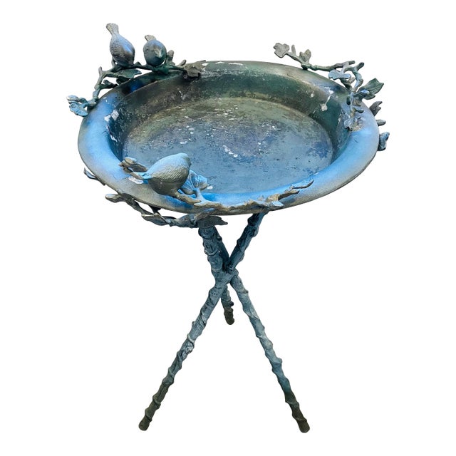 1990s Verdigris Bird Bath For Sale