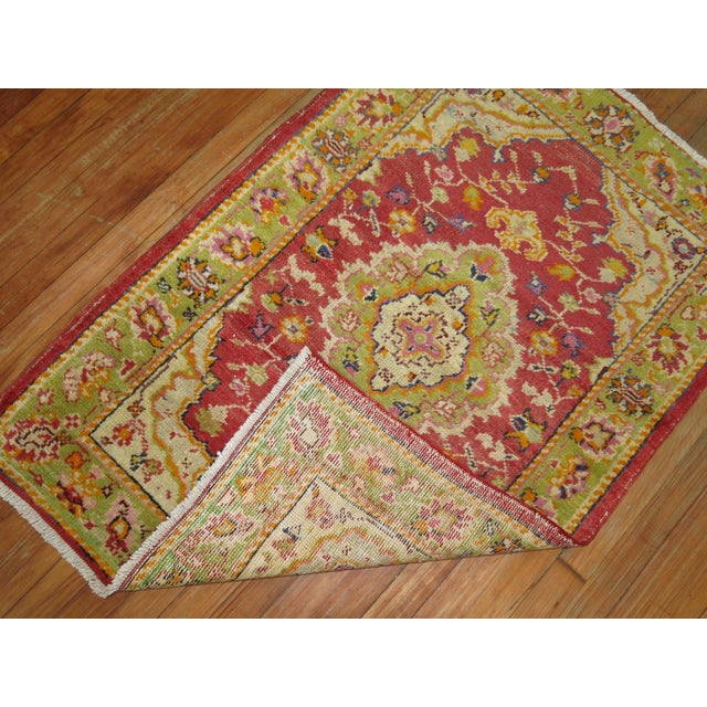 Mid 20th Century Vintage Colorful Turkish Scatter Size Rug - 2'10" x 4'1" For Sale - Image 5 of 5