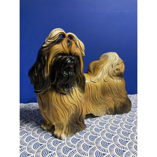 Shitzu Sculpture in Earthenware Majolica by Bravo, 1950s For Sale - Image 16 of 17
