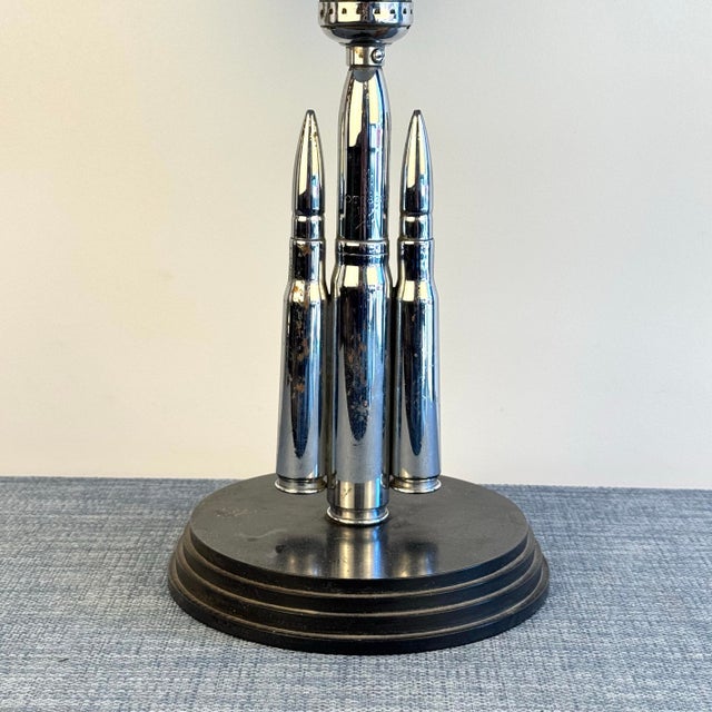 Mini Vintage Silver Bullet Lamp with Black Pleated Clip On Shade. 1 E26 Socket Lamp Base 6” diameter Height to Socket top...