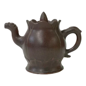 Chinese Brown Yixing Zisha Clay Teapot W Dragon Head Accent