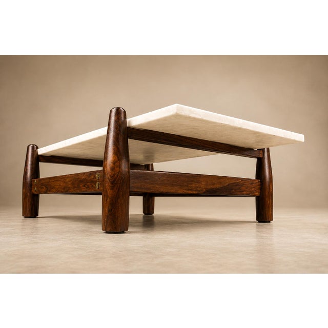 Architectural Brazilian Modern Coffee Table in Rosewood and Marble, Cimo, 1950s For Sale - Image 15 of 18