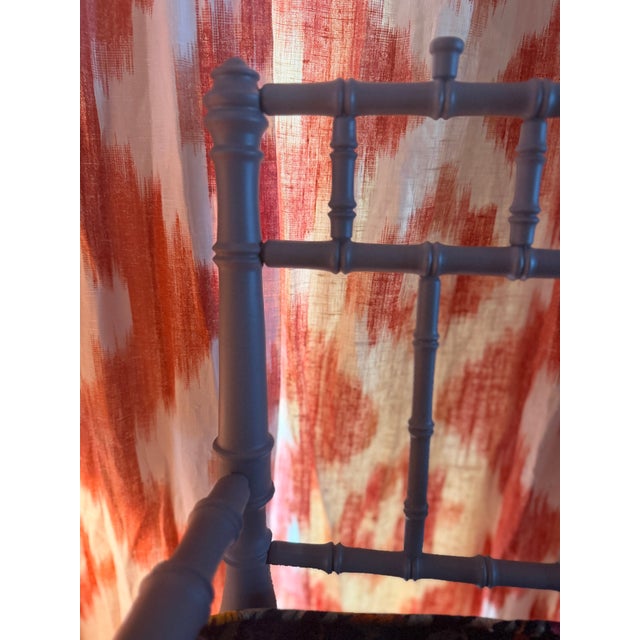 Wood Arts and Crafts Style Faux Bamboo Child’s Chair. Liberty of London Fabric Cushion For Sale - Image 7 of 8