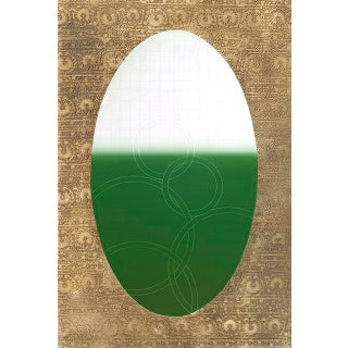Rebecca Koury "Tapestry of the Land" Forest Green Gold Contemporary Abstract Painting, Acrylic and Mixed Media on Canvas, Carmel California Art For Sale