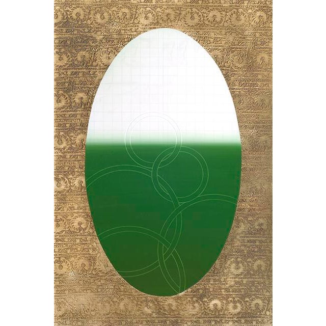 Rebecca Koury "Tapestry of the Land" Forest Green Gold Contemporary Abstract Painting, Acrylic and Mixed Media on Canvas, Carmel California Art For Sale