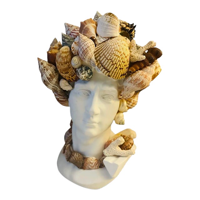 Grand Tour Style Shell-Encrusted Bust of David | Chairish