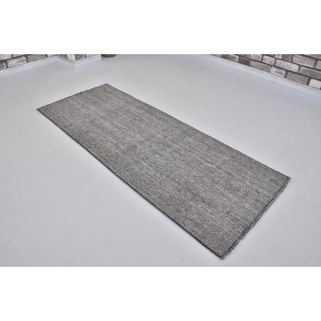 1960s Gray Vintage Wool Kilim Runner For Sale - Image 5 of 8