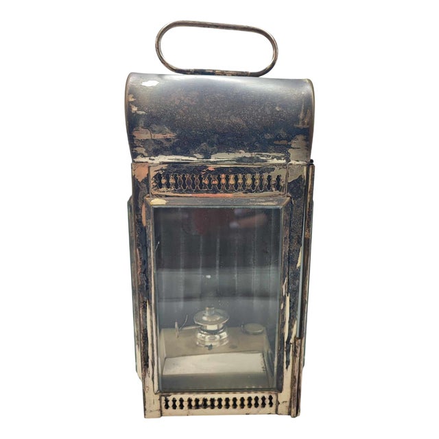 Brass and Nickel-Plated Railway Kerosene Lamp, 1930 For Sale