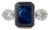 Art Deco Style Natural 3.33 Ct Blue Sapphire & Diamond 18k Gold Three-Stone Ring Size 5 For Sale