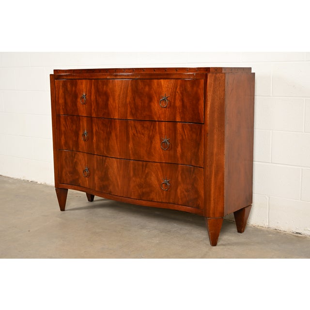 English Baker Furniture French Regency Flame Mahogany Serpentine Front Chest of Drawers For Sale - Image 3 of 16